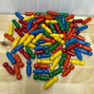 Vintaged Multi Colored Board Game Wooden Pegs Lot of 102 Sold As Lot
